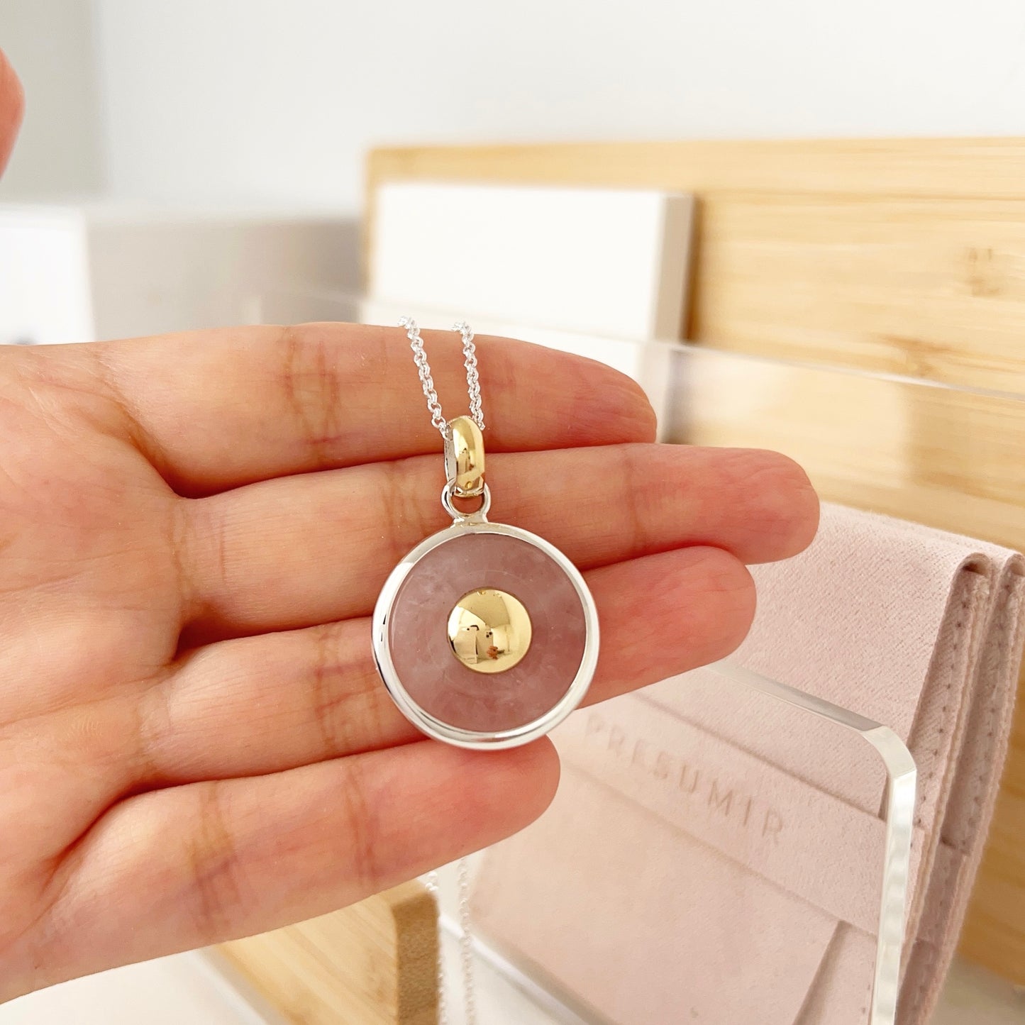 Collar Cuarzo Rosa Gold