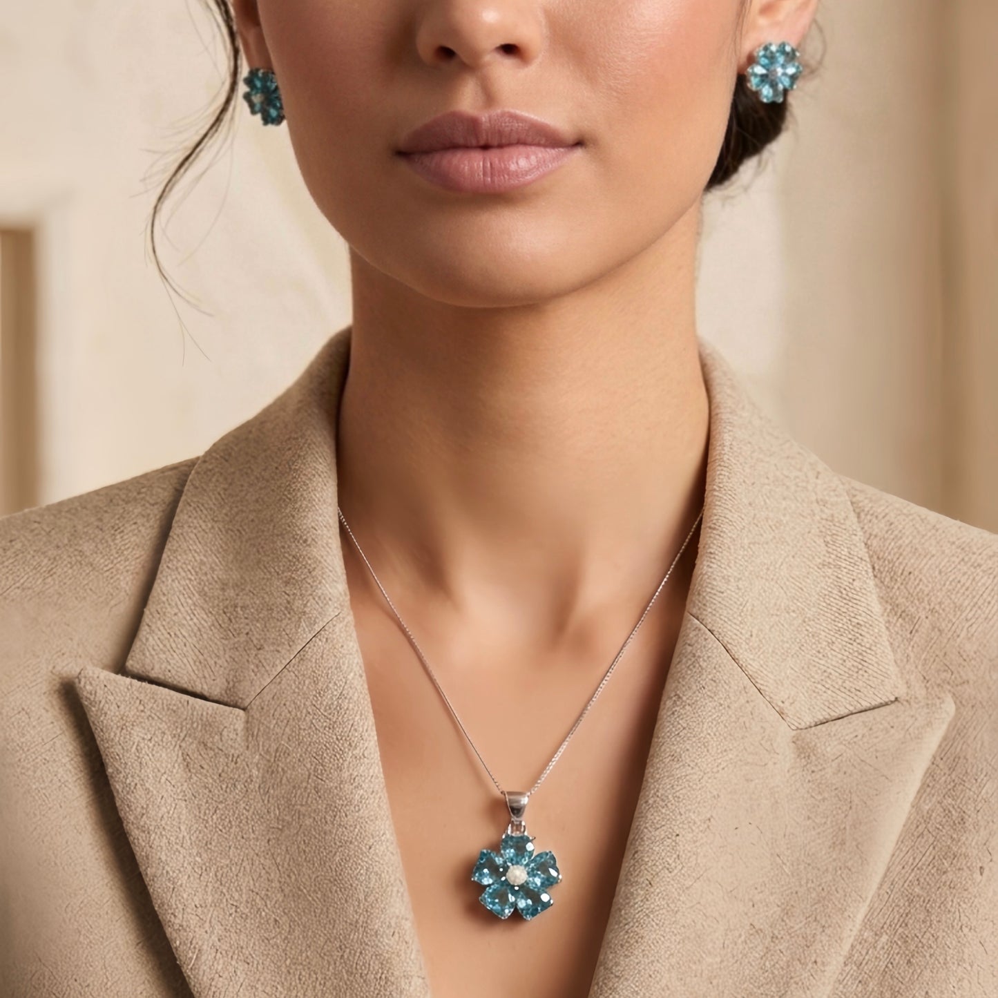 Collar y aretes Sky