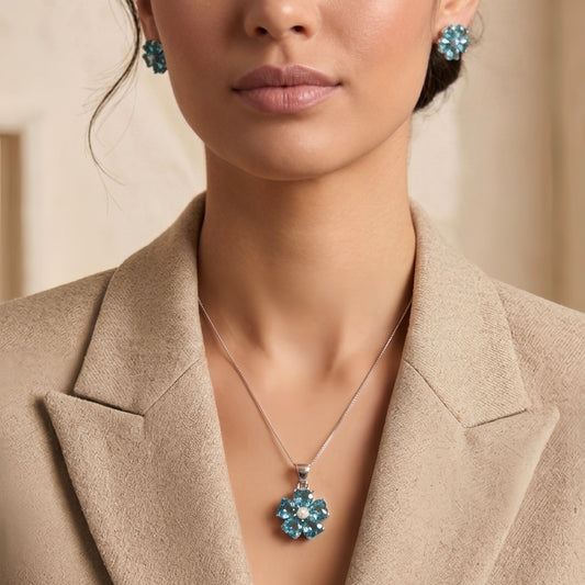 Collar y aretes Sky